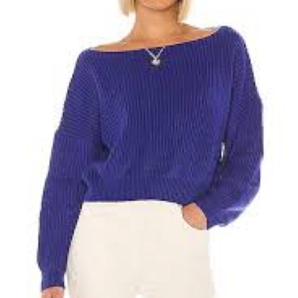 NWT - Superdown Lulu off the shoulder sweater in blue size XS